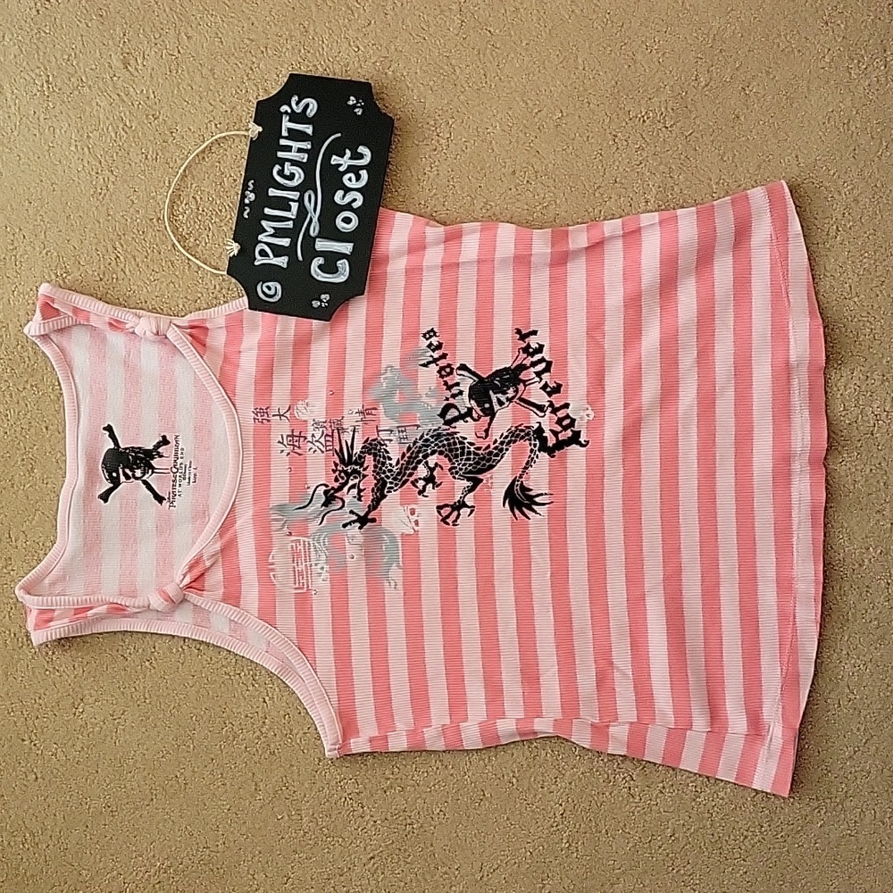 Disney Pirates of the Caribbean Tank Top Large Pink Stripe